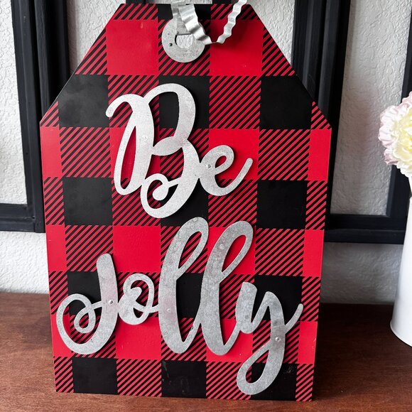 Be Jolly Buffalo Plaid Christmas Sign - Picture 1 of 2